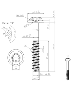 SCHRAUBE FÜR KUNSTSTOFF 6x50 A2 TORX