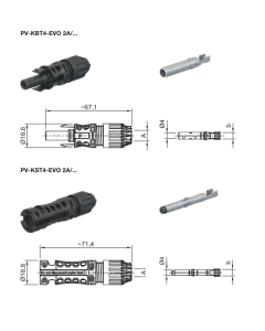 STROMFÜHRENDE ADERN FÜR KONNEKTOR Multi-Contact MC4 EVO2  für Kabel 4/6mm2 (Set MÄNNLICH UND WEIBLICH)